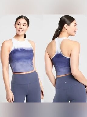 Athleta White and Navy Ombre Cropped Tank